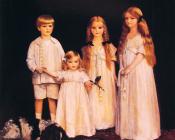 Portrait of Fraunces Beatrice James and Synfye Children of James Christie - 弗兰克·卡多根·考伯